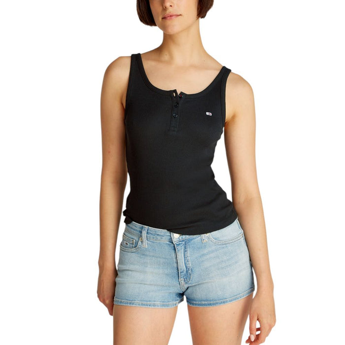 Tommy Hilfiger Jeans Black Cotton Rigenerato Tops & T-Shirt