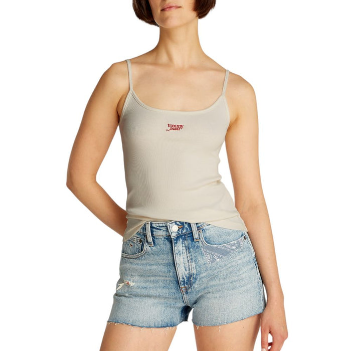 Tommy Hilfiger Jeans Cream Cotton Rigenerato Tops & T-Shirt