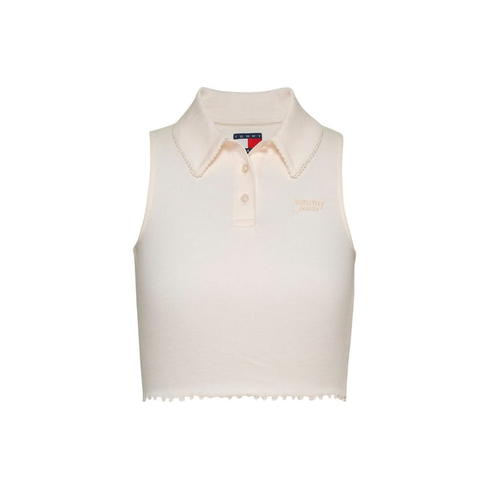 Tommy Hilfiger Jeans White Cotton Rigenerato Tops & T-Shirt