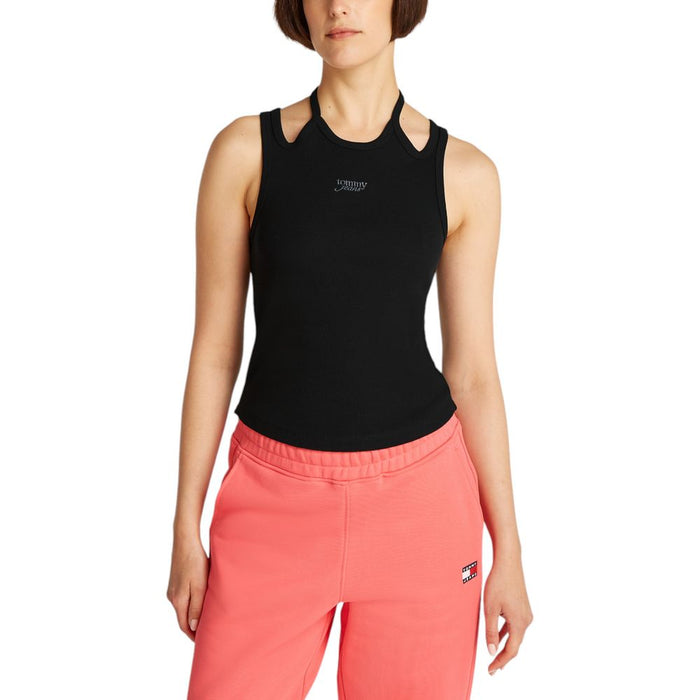 Tommy Hilfiger Jeans Black Cotton Rigenerato Tops & T-Shirt