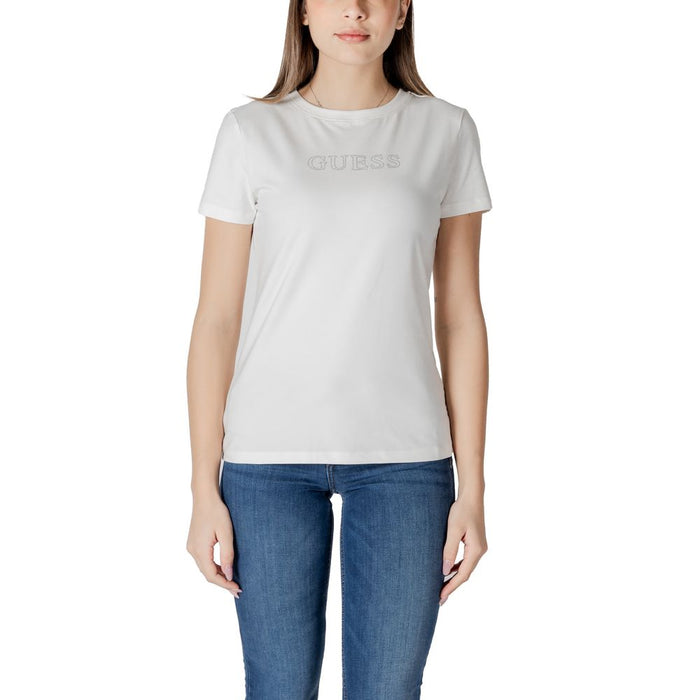 Guess Active White Cotton Tops & T-Shirt