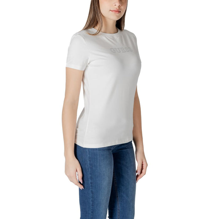 Guess Active White Cotton Tops & T-Shirt