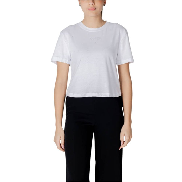 Guess Active White Cotton Tops & T-Shirt