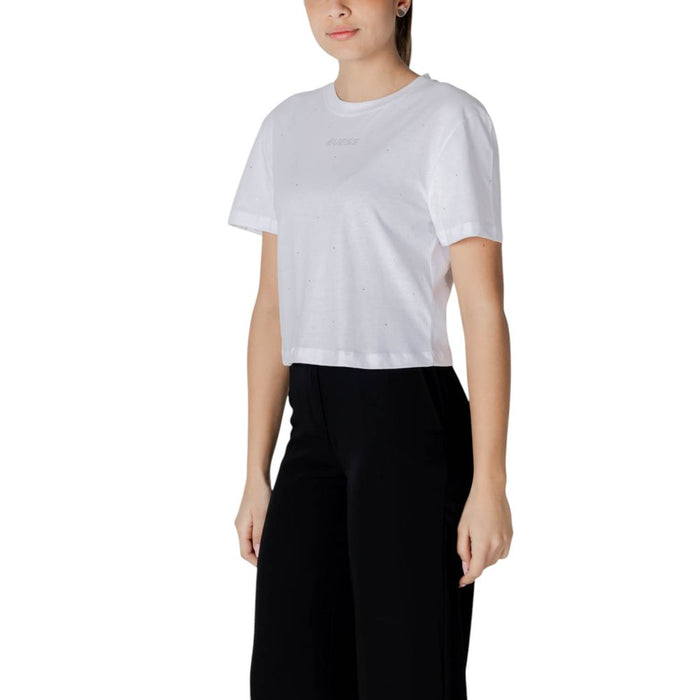 Guess Active White Cotton Tops & T-Shirt