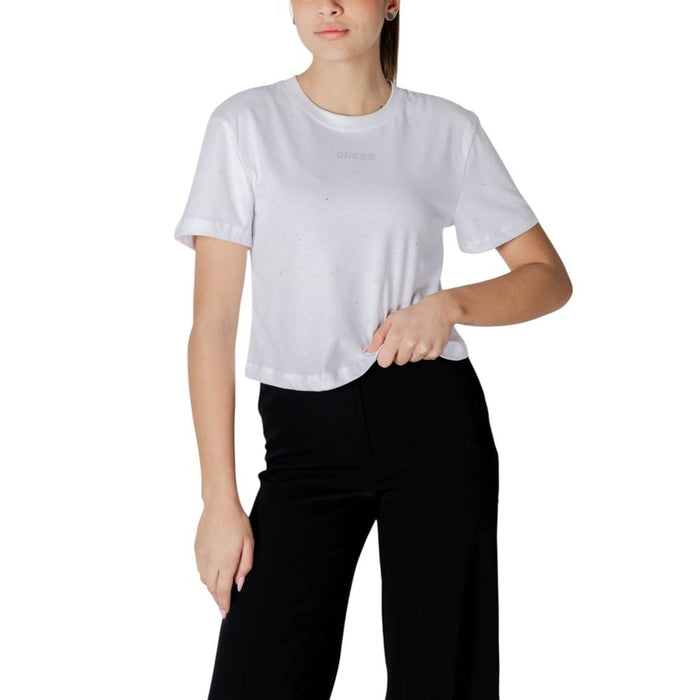 Guess Active White Cotton Tops & T-Shirt