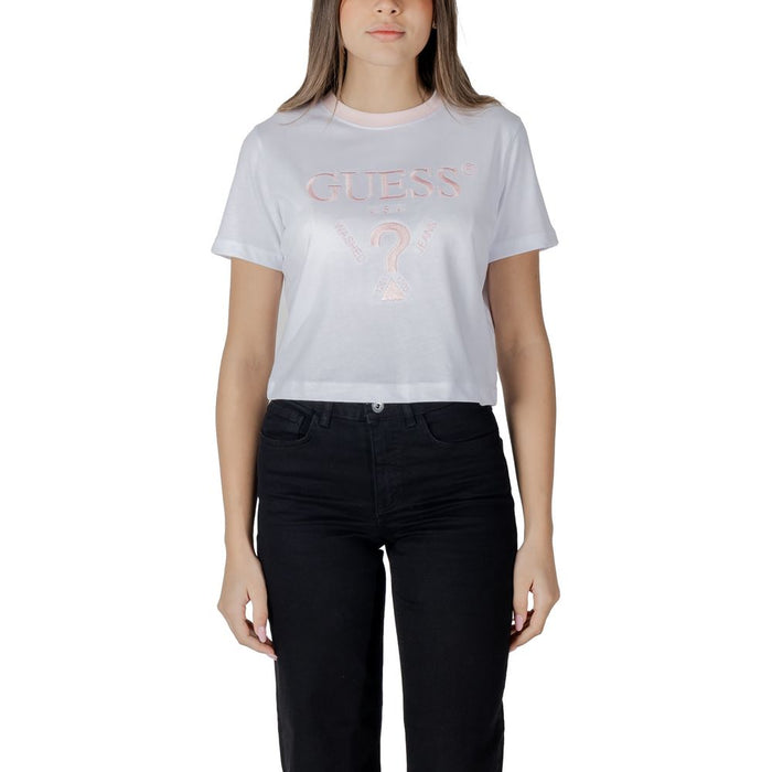 Guess Active White Cotton Tops & T-Shirt