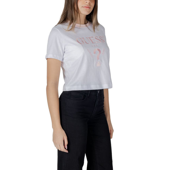 Guess Active White Cotton Tops & T-Shirt