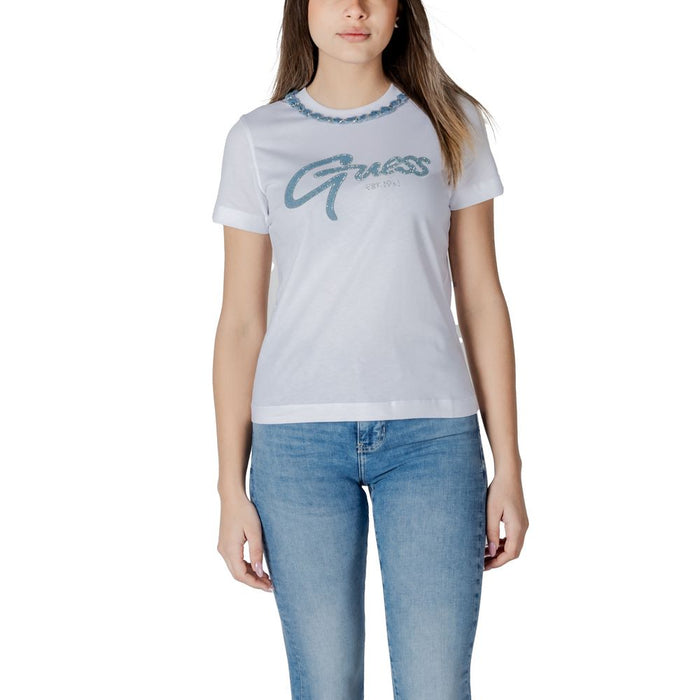 Guess White Cotton Tops & T-Shirt