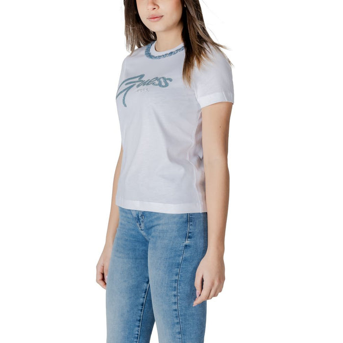 Guess White Cotton Tops & T-Shirt