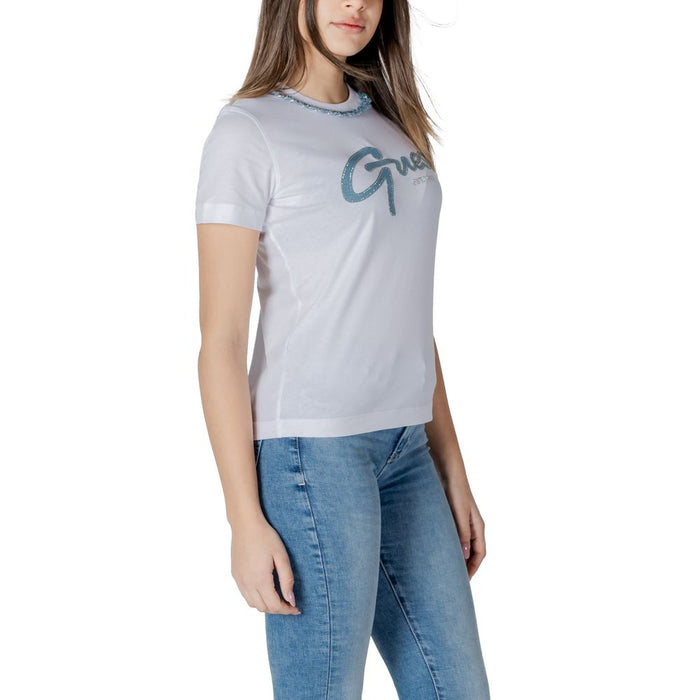 Guess White Cotton Tops & T-Shirt