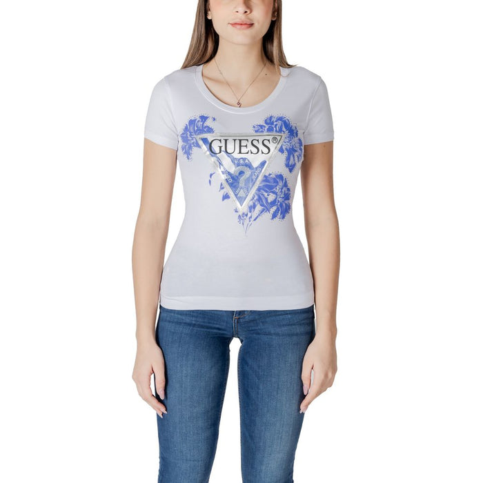 Guess White Cotton Tops & T-Shirt