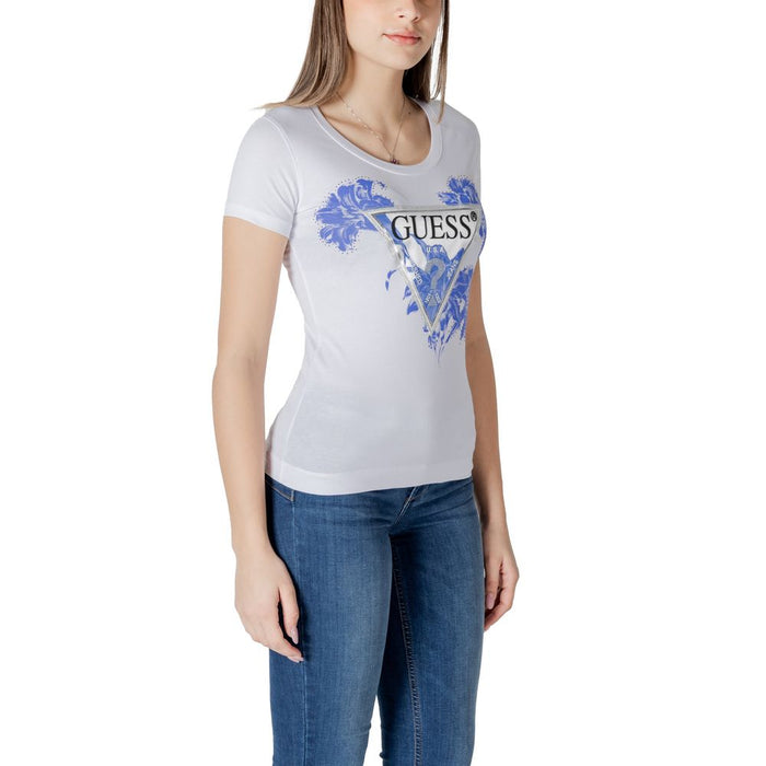 Guess White Cotton Tops & T-Shirt
