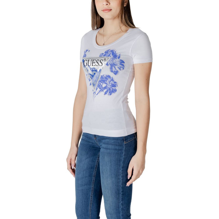 Guess White Cotton Tops & T-Shirt