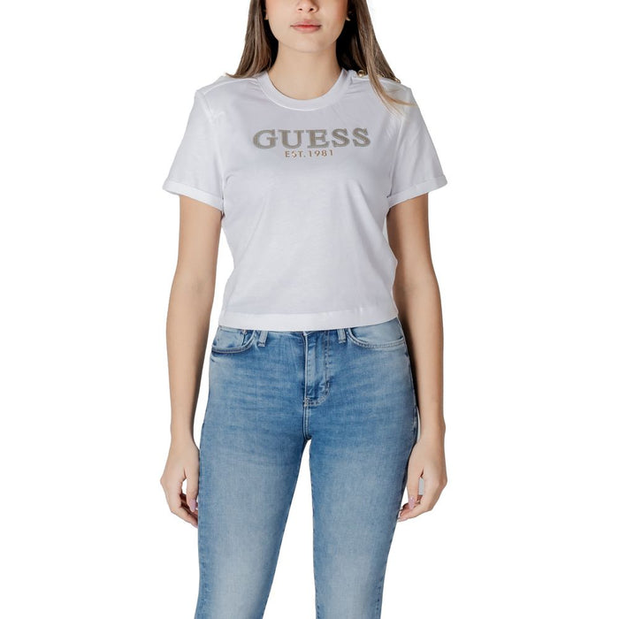 Guess White Cotton Tops & T-Shirt