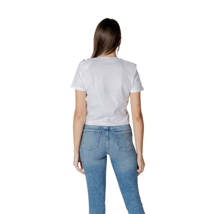 Guess White Cotton Tops & T-Shirt