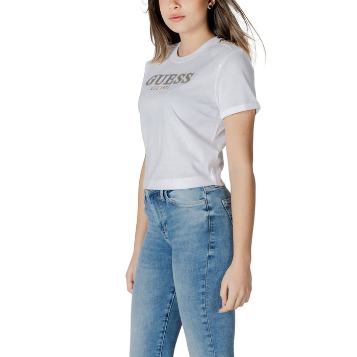 Guess White Cotton Tops & T-Shirt