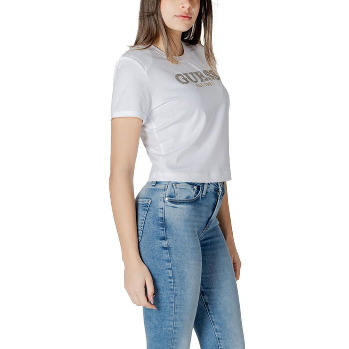 Guess White Cotton Tops & T-Shirt