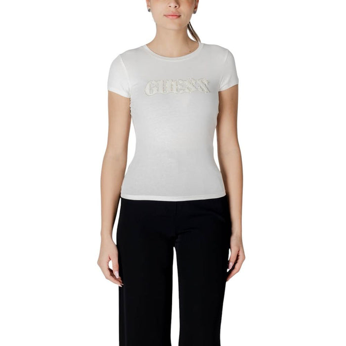 Guess White Cotton Tops & T-Shirt