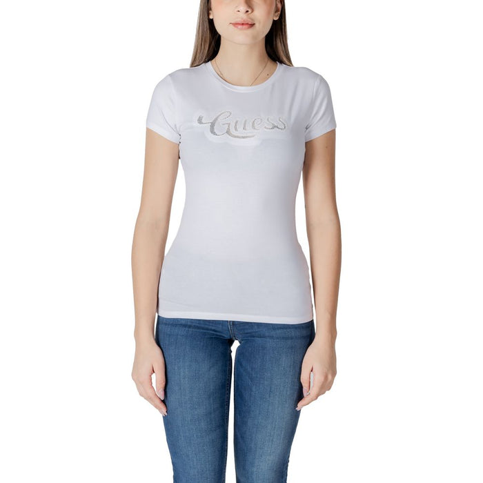 Guess White Cotton Tops & T-Shirt