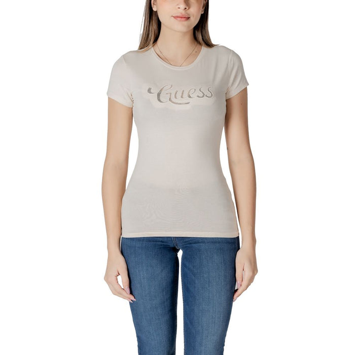 Guess Beige Cotton Tops & T-Shirt