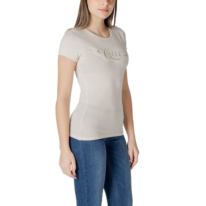 Guess Beige Cotton Tops & T-Shirt