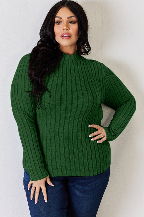 Basic Bae Ribbed Mock Neck Long Sleeve T-Shirt