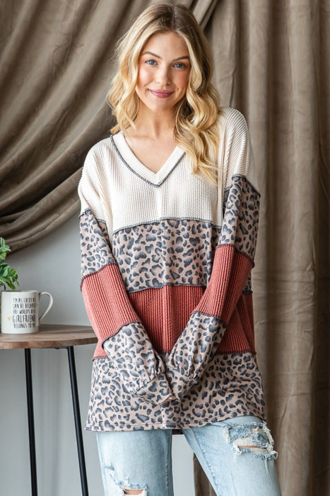 Women's Fashion Tops 2024 Color Block Long Sleeve Exposed Seam Top