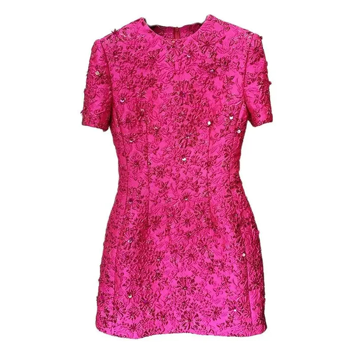 Luxury slim fitting short sleeved dress with exquisite and luxurious feel