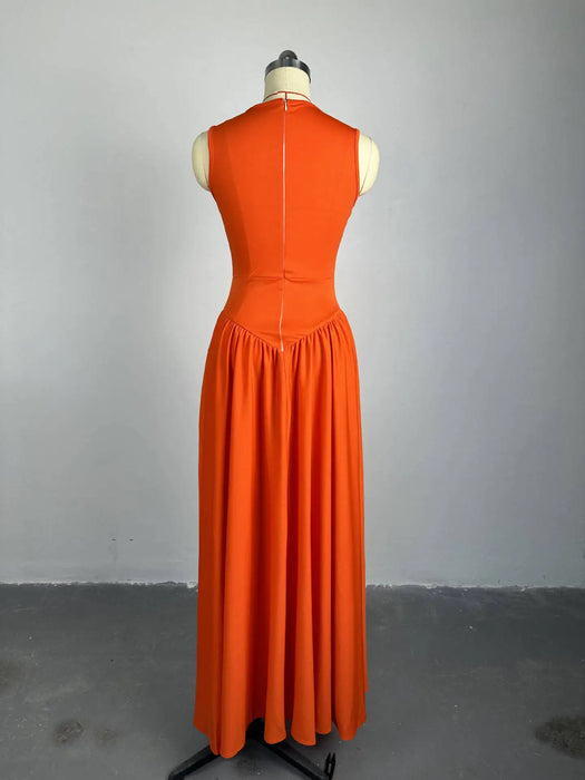 Summer Sleeveless Sweet Cute O-Neck Hollow Out Floor-Length Long Women Dress Beach Streetwear Maxi Dresses