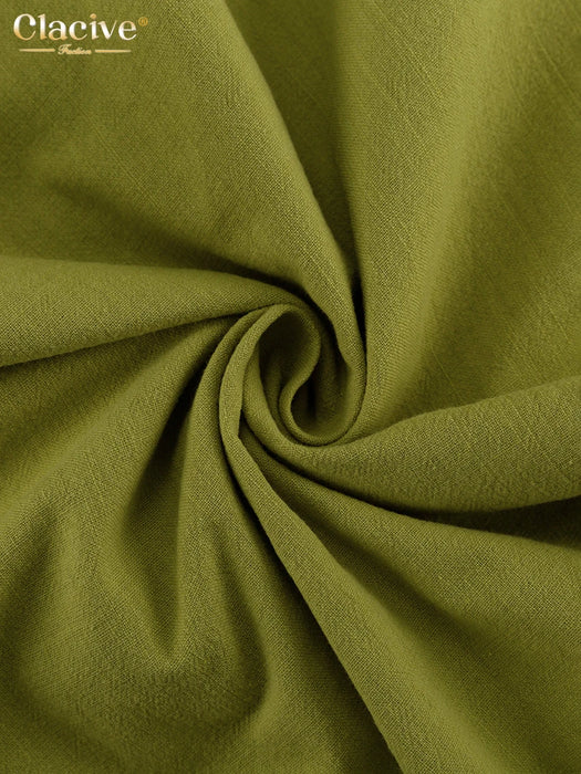 Green Cotton 2 Piece Sets Women Outfit 2024 Summer Sleeveless Tank Top With Mid Waist Long Skirts Set Female