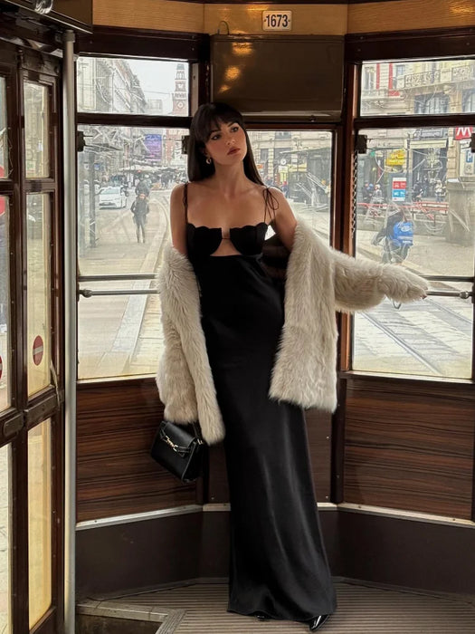 Elegant Floral Chest Backless Satin Maxi Dresses Women Summer Ladies Party Evening