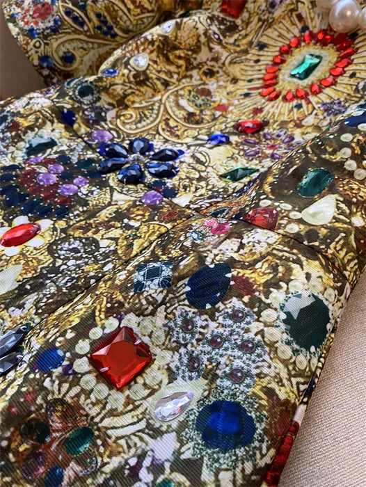 European Fashion Retro Exquisite Rhinestone Beaded Luxury Dress Women Party Night