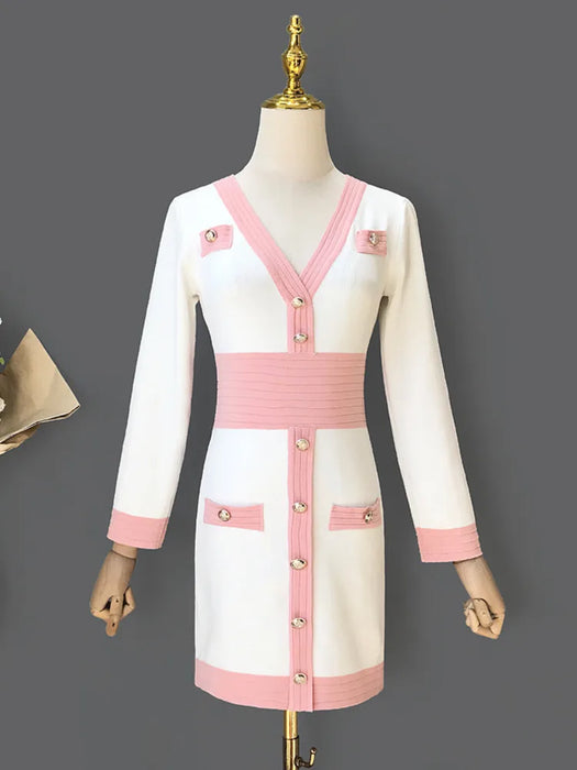 Fall Winter Sweater Women Vintage Long Sleeve Slim Sexy Bodycon Dress Fashion Office Lady