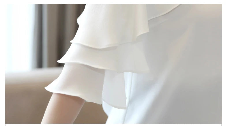 Fashion Blouses Woman Off Shoulder Top White Chiffon Tops And Blouses