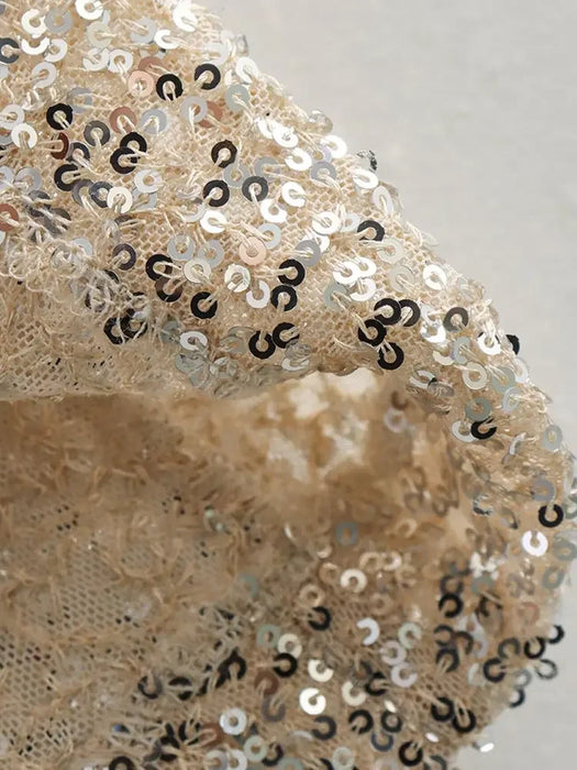 Fashion Sparkling Sliver Sequins Mini Dress Women Elegant O-neck Sleeveless Bodycon Dresses