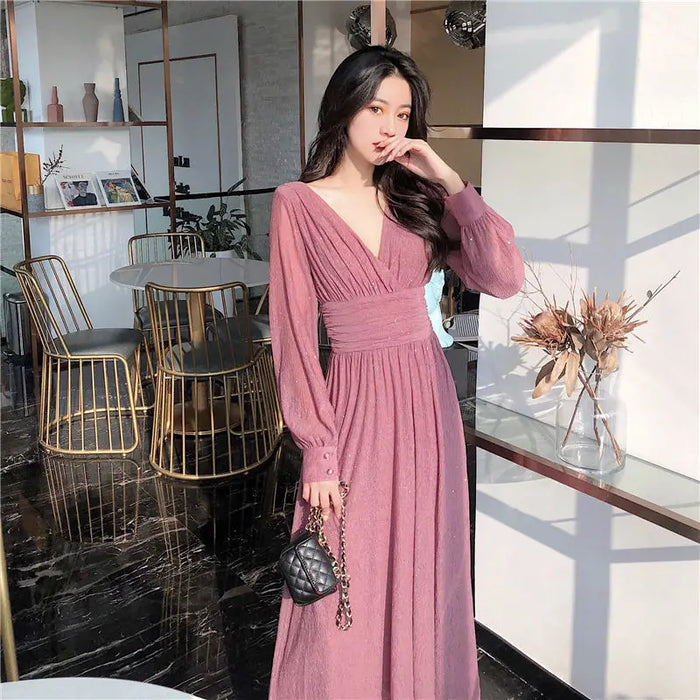 Dresses for Women Party Sequin Midi Dress Female Chiffon Slim Woman Dress Elegant Fall