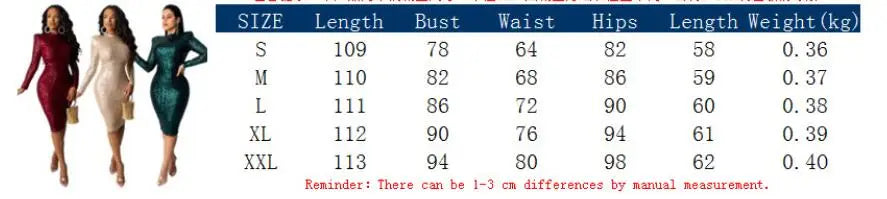 Spring Winter Dress Women Sequined Sexy Full Sleeve Bodycon O-Neck Night Club Party Street Bandage Midi Pencil Dresses