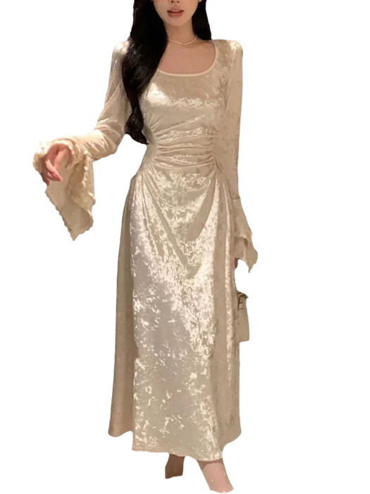 Women Long Sleeve Elegant Party Midi Dress Female Dress Semi Formal