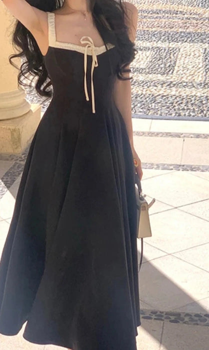 Summer Floral Elegant Midi Dress Women Even Party Black Formal Dresses Sleeveless Bodycon