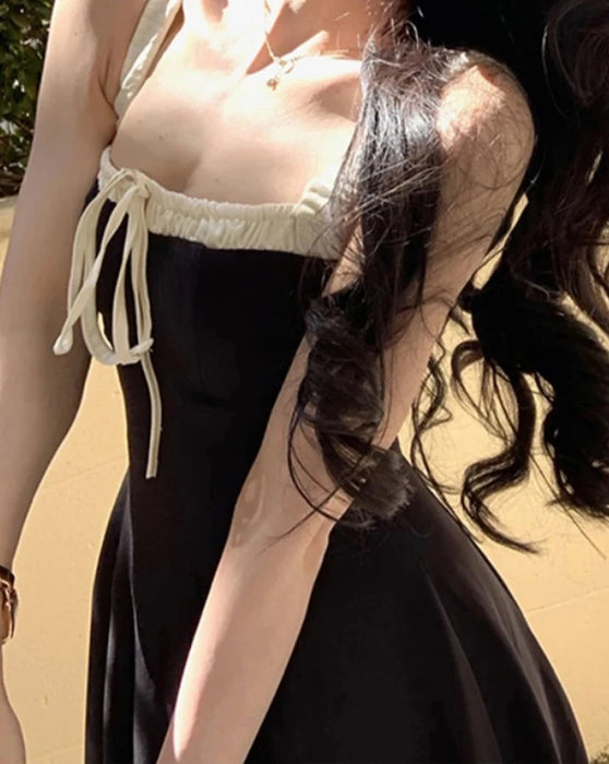 Summer Floral Elegant Midi Dress Women Even Party Black Formal Dresses Sleeveless Bodycon