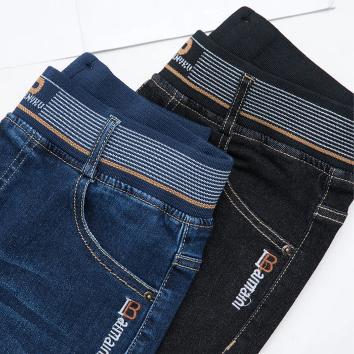 Big Size 36 Straight Jeans Women Casaul Vintage Denim Pants Retro Trousers High Waist Stretch