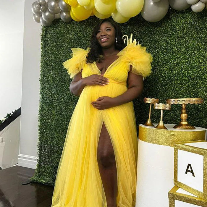 Pregnancy Woman Dress Lace Photography Clothes Short Sleeve Dresses Maternity V Neck Photoshoot