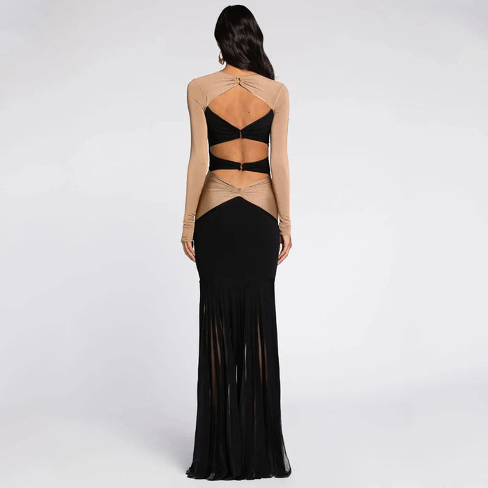 Dual color open belly dress women's fashionable decoration pineapple diamond party dress long style