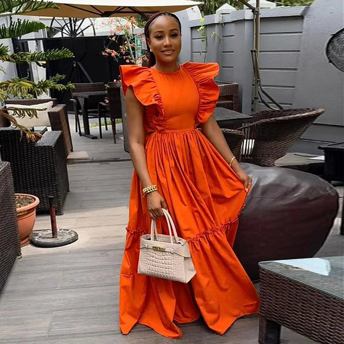 Summer Sleeveless Sweet Cute O-Neck Hollow Out Floor-Length Long Women Dress Beach Streetwear Maxi Dresses