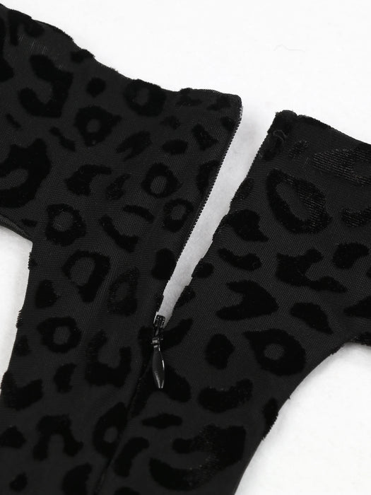 Sexy Women Black Leopard Tassel Mini Dresses Sleeveless Naked Waist Dress Summer Party Evening dress for women