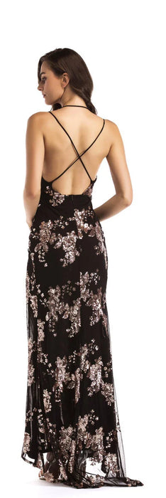 Black Sequins maxi Summer dress women Elegant Backless Party Dress long club Bodycon dresses