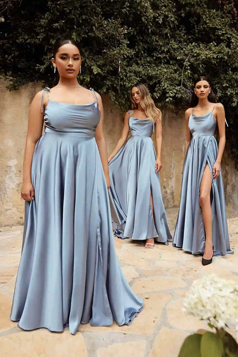 Mint Green Bridesmaid Dresses Side Slit Backless Gown Long Satin Summer Evening Dress For Women