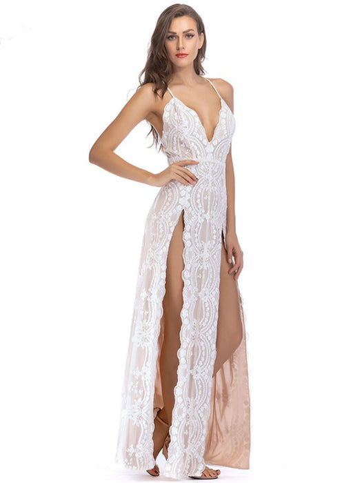 Sequins Summer Maxi Dress Women Spaghetti Strap party dress Night club Long wedding guest Dresses