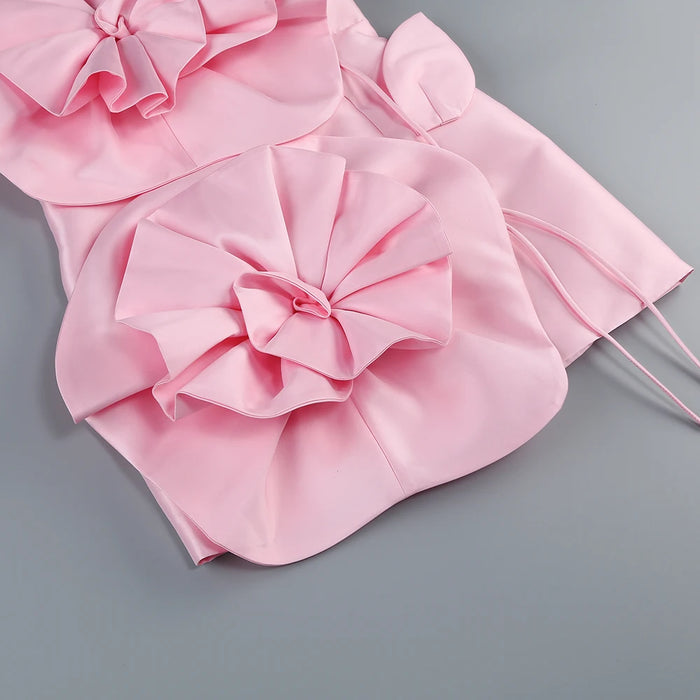 New decoration flower dress Women's temperament back tiedesign party ceremonial dress