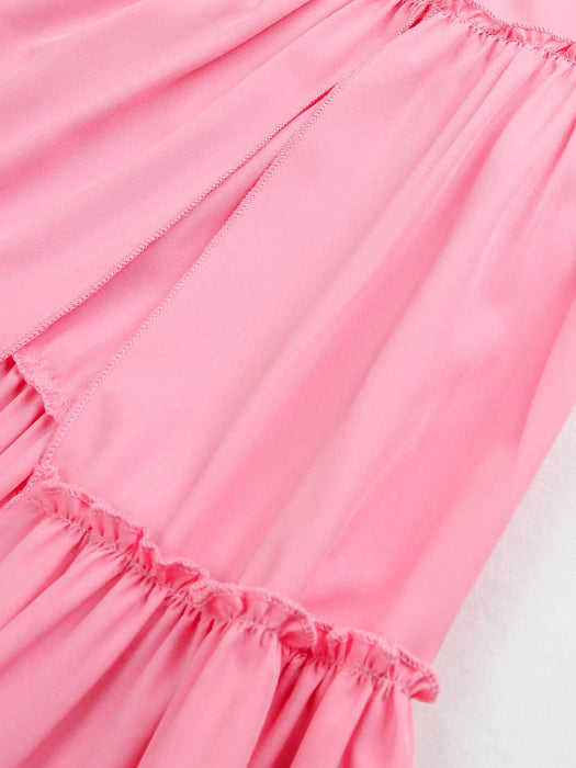 Summer Sexy Solid Women Dresses Deep V Sleeveless Naked Waist Split Long Dress Fashion Casual Party A-line